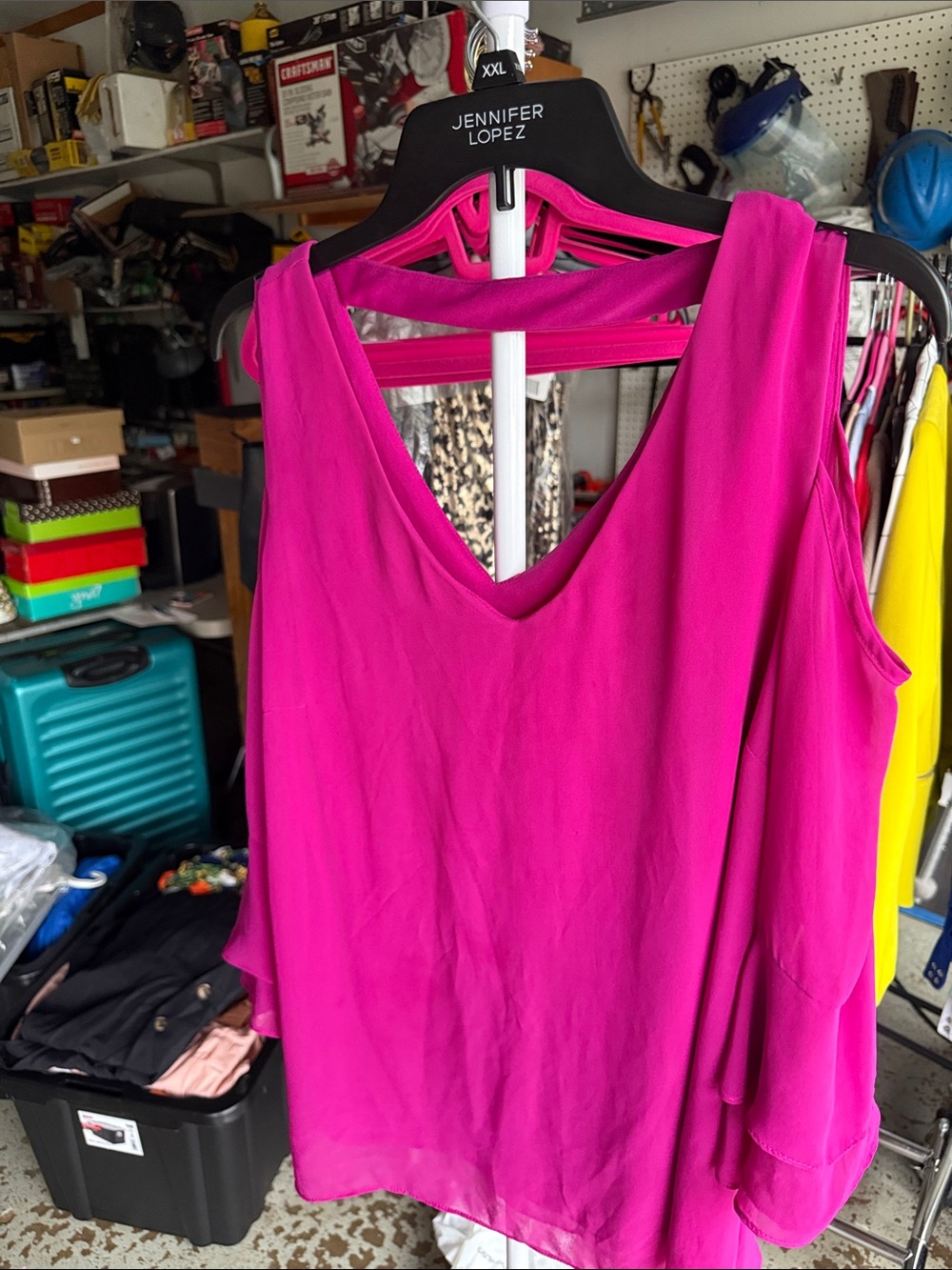 Fuchsia Sleeveless V-Neck Camisole